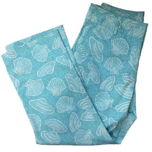 LILLY Pulitzer Seashell Print Cropped Pant Capri Cotton White Label Vintage - Picture 1 of 11